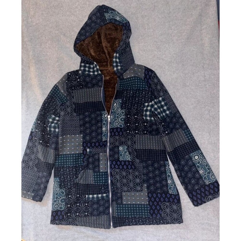 Boho Patchwork Faux Fur Lined Jacket